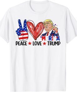 4th Of July Peace Love Trump Merica Usa Flag Patriotic T-Shirt