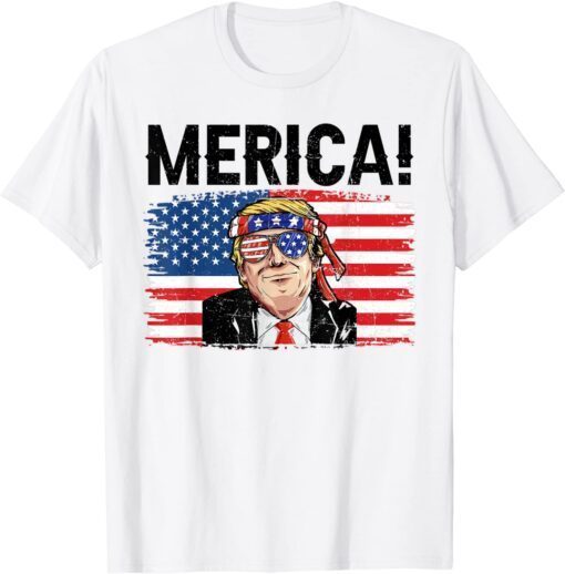 4th of July Merica Trump USA American Flag Vintage Tee Shirt