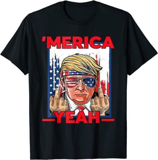 4th of July Patriotic Donald Trump 'Merica USA Flag Tee Shirt