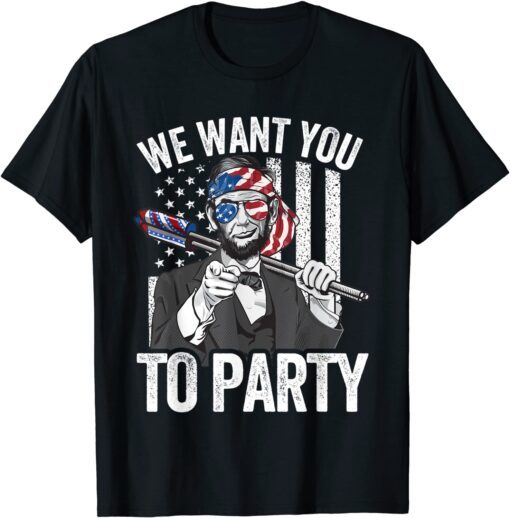 Abraham Lincoln 4th Of July American USA Flag T-Shirt