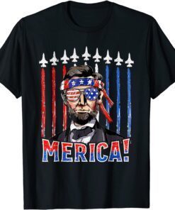 Abraham Lincoln 4th Of July Merica Patriotic American Flag Tee Shirt