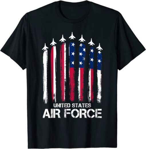 Air Force US Veterans American Flag 4th of July Patriotic Tee Shirt