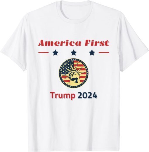 America First Save America Again Trump 2024 Retro USA Flag Tee Shirt