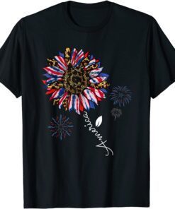 America Sunflower Flag Leopard Tie Dye Patriotic 4th Of July Tee Shirt