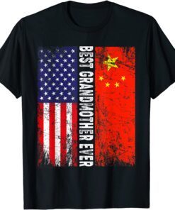 American Flag & China Flag Best Grandmother Ever Family Tee Shirt