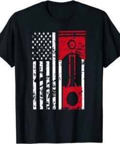 American Flag Piston Muscle Car Gears Mechanic T-Shirt