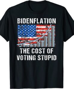 American Flag With Inflation Graph Biden Flation Tee Shirt