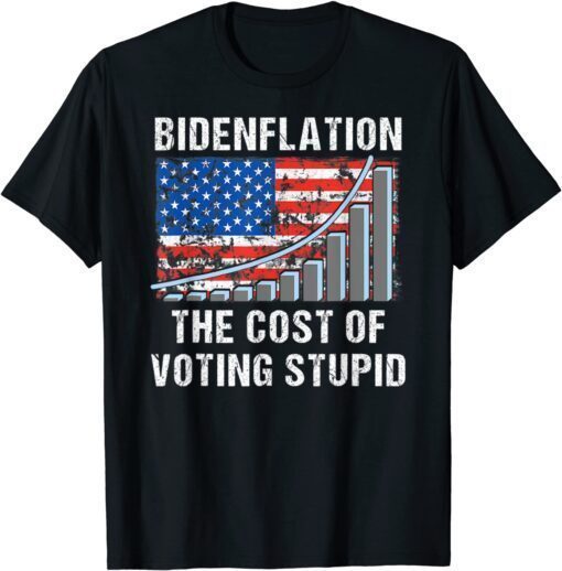 American Flag With Inflation Graph Biden Flation Tee Shirt