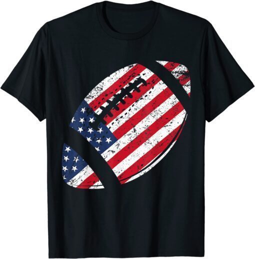 American Football Patriotic 4th July American USA Flag Tee Shirt