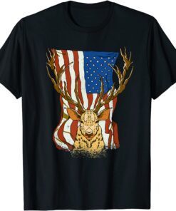 American USA Patriotic Hunter Deer Tee Shirt