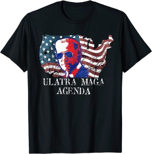 Anti Joe Biden Ultra Maga Agenda American Flag Tee Shirt