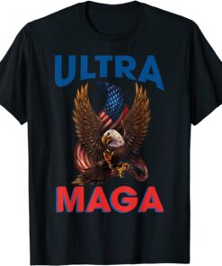 Anti Joe Biden Ultra Maga Eagle American Flag T-Shirt