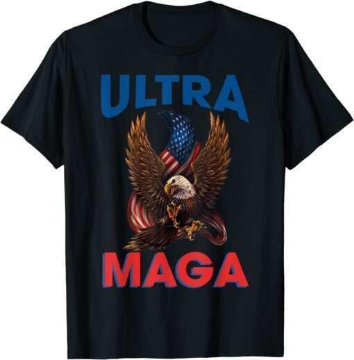 Anti Joe Biden Ultra Maga Eagle American Flag T-Shirt