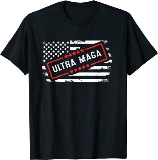 Anti Joe Biden Ultra Maga USA Flag Tee Shirt