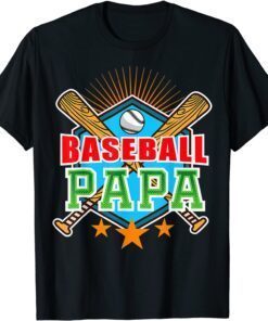 Baseball Papa Dad Father's Day Baseball Player Coach Daddy Tee Shirt