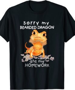 Bearded Dragon Cute Lizard Beardie Ate My Homework Tee Shirt