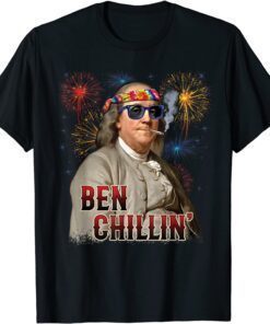 Ben Chillin' Stoner Ben Franklin 4th of July Fireworks Tee ShirtBen Chillin' Stoner Ben Franklin 4th of July Fireworks Tee Shirt