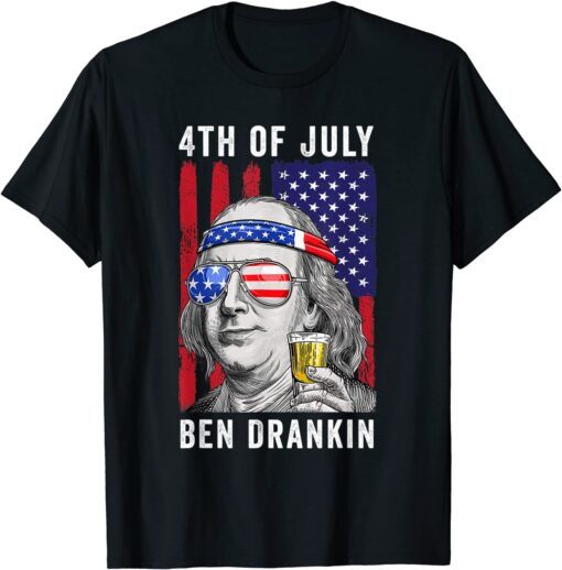 Ben Drankin 4th Of July Usa Flag Vintage Independence Day Tee Shirt