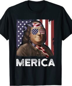 Ben Franklin 4th of July Merica American Flag Tee Shirt