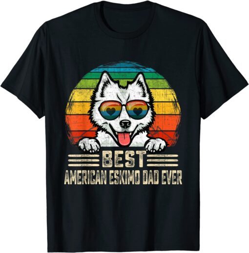 Best American Eskimo Dad Ever Vintage Father's Day Tee Shirt