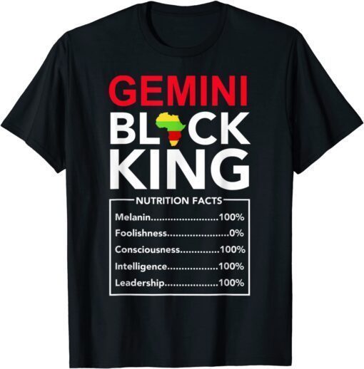 Black Dad Father's Day Gemini Men Father Juneteenth King Tee Shirt