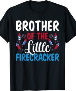 Brother Of The Little Firecracker 4th of July American Flag Tee Shirt