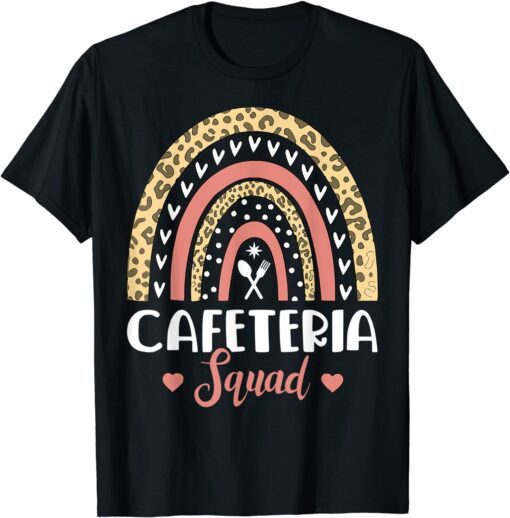 Cafeteria Squad Boho Rainbow Leopard Lunch Lady Crew Tee Shirt