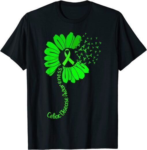 Celiac Disease Awareness Ribbon Sunflower Tee Shirt