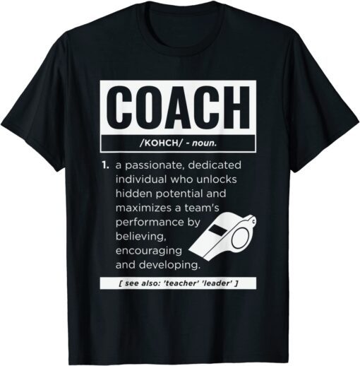 Coach Definition Sport Games Trainer Coaching Tee Shirt