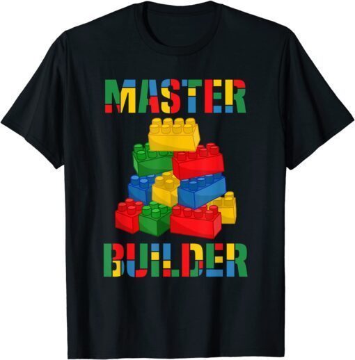 Cool Brick Master Builder Funny Building Blocks Tee Shirt