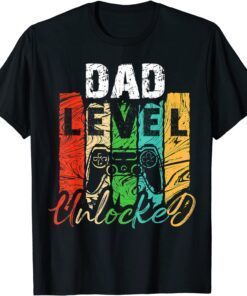 Cool Father's Day Pregnancy Announcement Dad Level Unlocked Tee Shirt