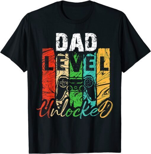 Cool Father's Day Pregnancy Announcement Dad Level Unlocked Tee Shirt