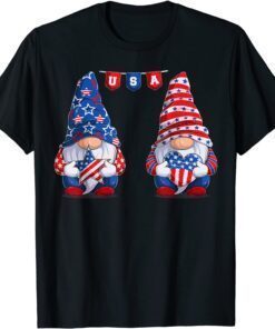 Cute gnomes USA American Flag Patriotic 4th of July T-Shirt