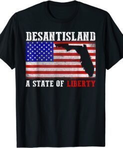 DeSantisLand State of Liberty Florida Map Florida Patriotic Classic Shirt