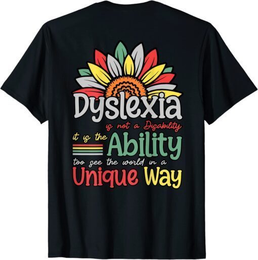 Dyslexia Is Not Disability Dyslexia Awareness Silver Ribbon Tee Shirt