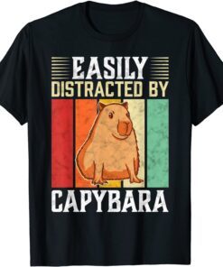 Easily Distracted By Capybara Animal Lover Rodent Tee Shirt