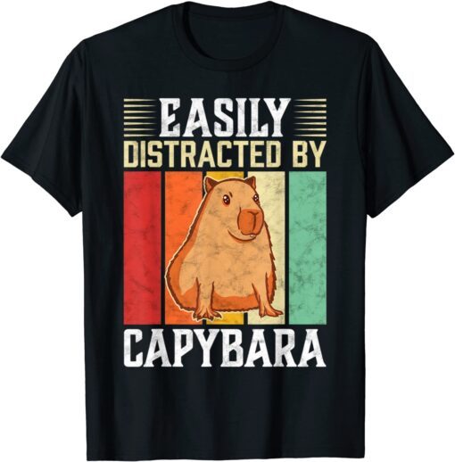 Easily Distracted By Capybara Animal Lover Rodent Tee Shirt