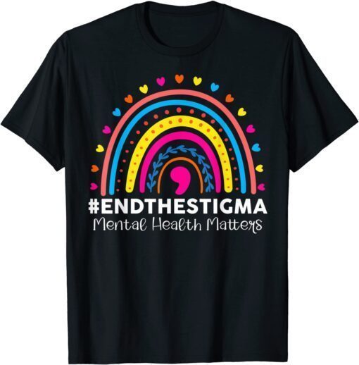 End The Stigma Mental Health Matters Rainbow Boho Tee Shirt