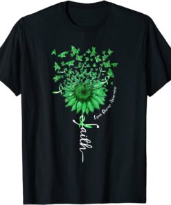 Faith Sunflower Butterfly Lyme Disease Awareness Tee Shirt