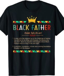 Fathers Day Black African American Father Definition Graphic Tee Shirt