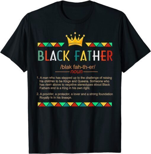 Fathers Day Black African American Father Definition Graphic Tee Shirt