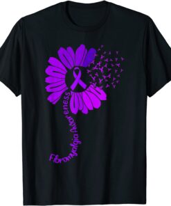 Fibromyalgia Awareness Ribbon Sunflower Tee Shirt