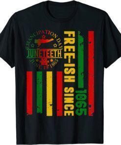 Free-ish Since 1865 With Pan African Flag for Juneteenth Tee Shirt