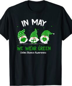 Gnome In May We Wear Green Ribbon Celiac Disease Awareness Tee Shirt