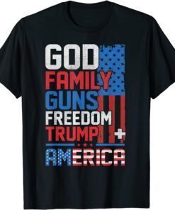 God Family Guns & Freedom - Pro Gun Vintage Usa Flag Tee Shirt