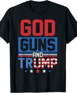 God Guns Trump Freedom USA Flag Tee Shirt