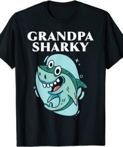 Grandpa Sharky Grandfather Shark Lover Grandparent T-Shirt