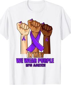 Hand In May We Wear Purple Lupus Awareness Month Tee Shirt