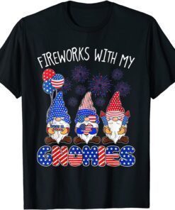 Happy 4th Of July Fireworks With My Gnomes Lighting Firework Tee Shirt