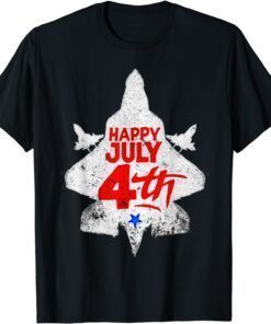 Happy July 4th American Flag Patriotic Vintage Jet Fighter Tee Shirt
